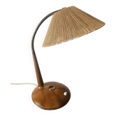 Rare table lamp Temde, teak and sisal, Switzerland, 1960s