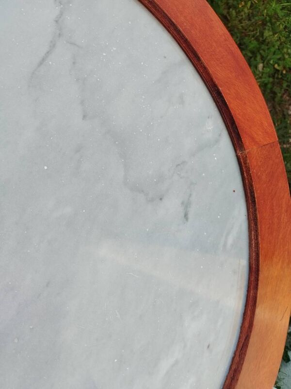 Table bouillotte ancienne style louis xvi avec plateau marbre