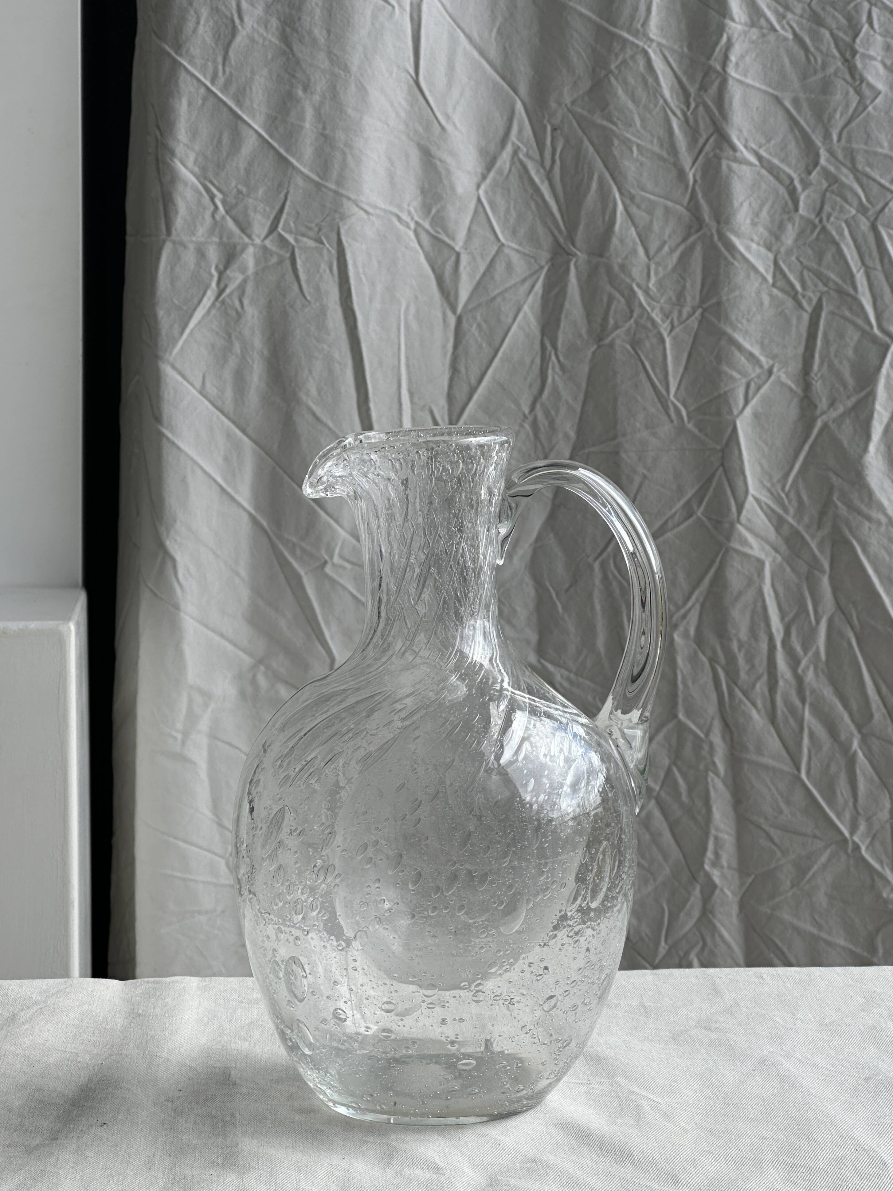 Large blown glass carafe with ice cube compartment Biot