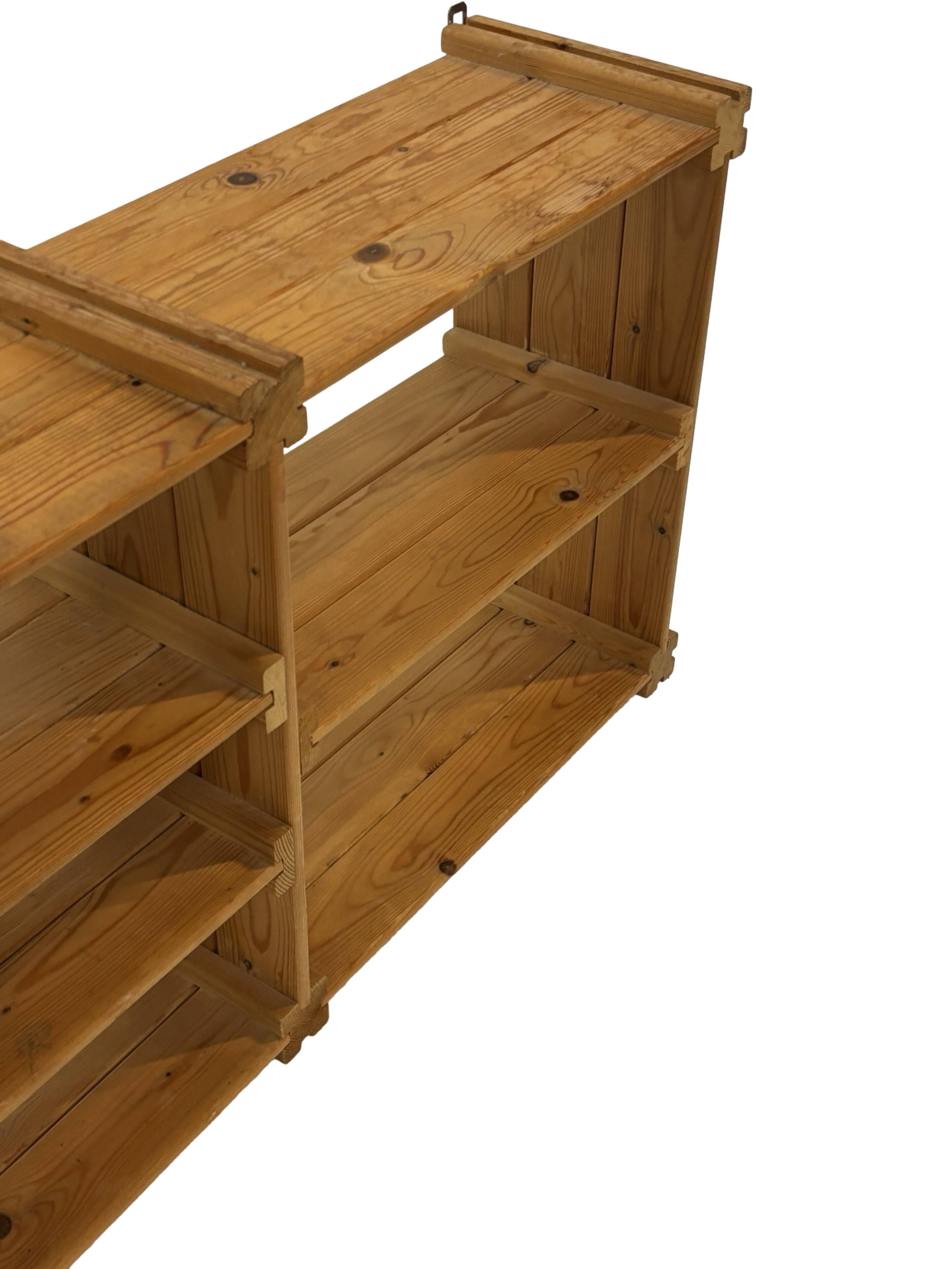 Vintage Wall shelf rack Pine wood 70s minimalist design