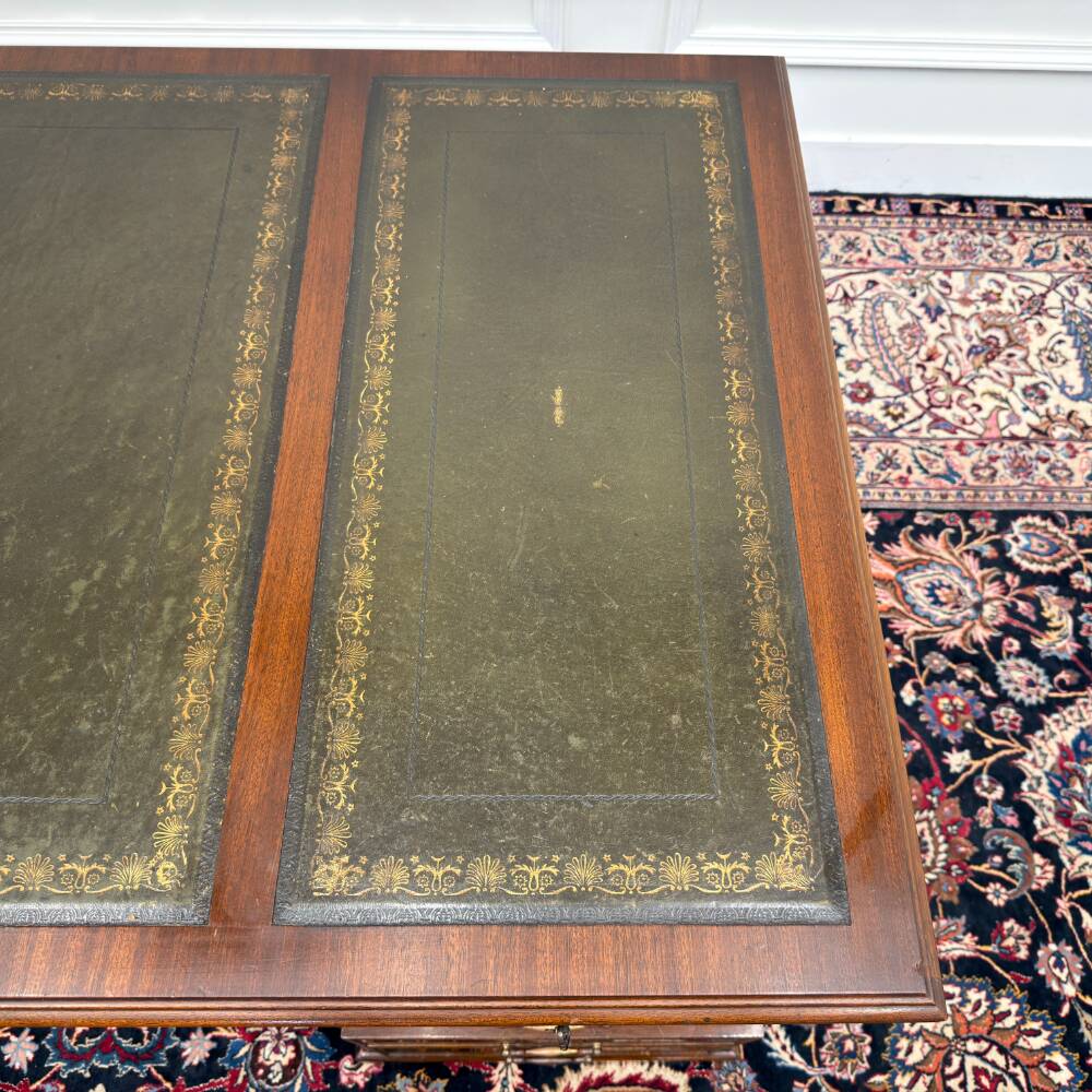 English Classic Desk with Green Leather
