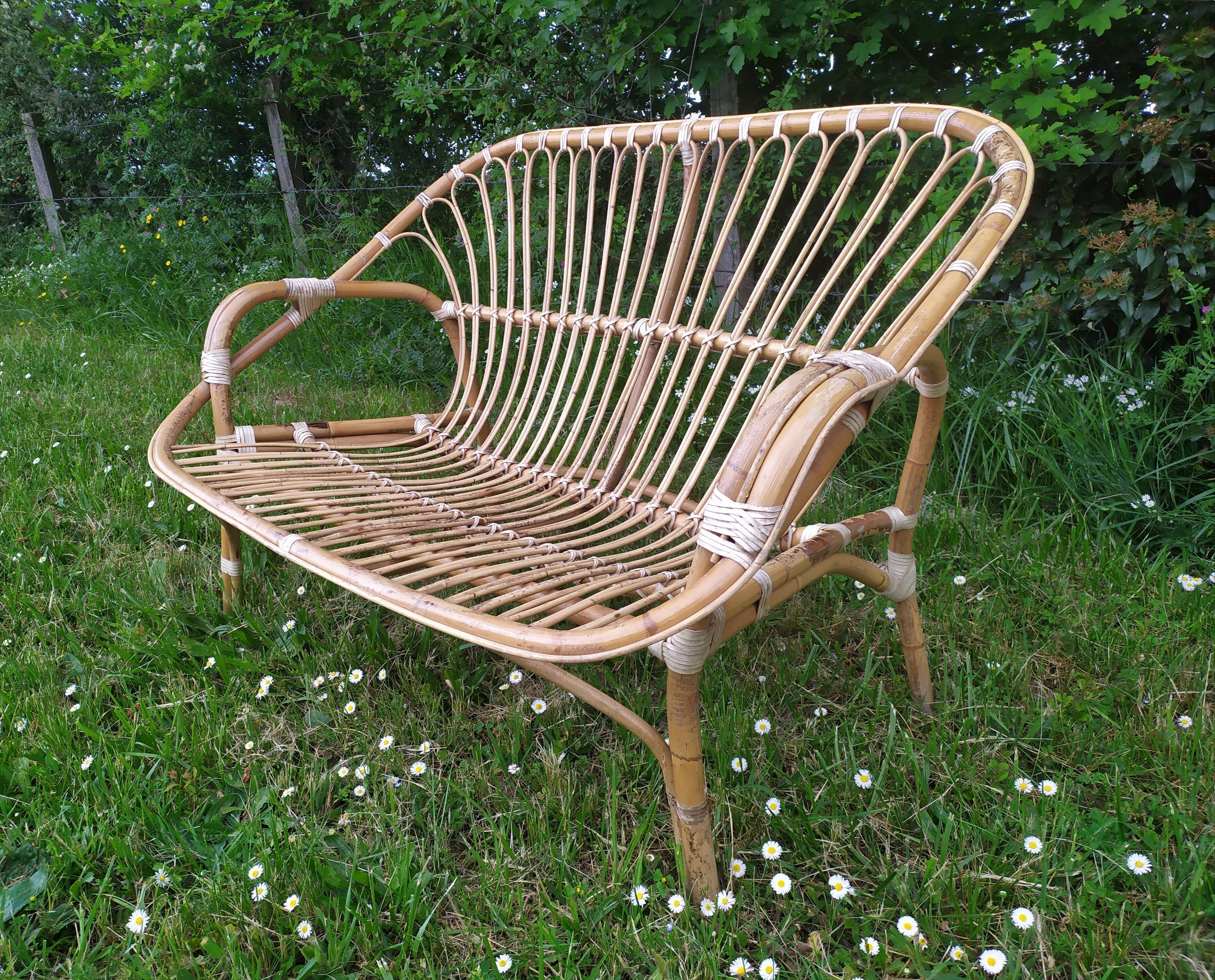Rattan bench years 50/60