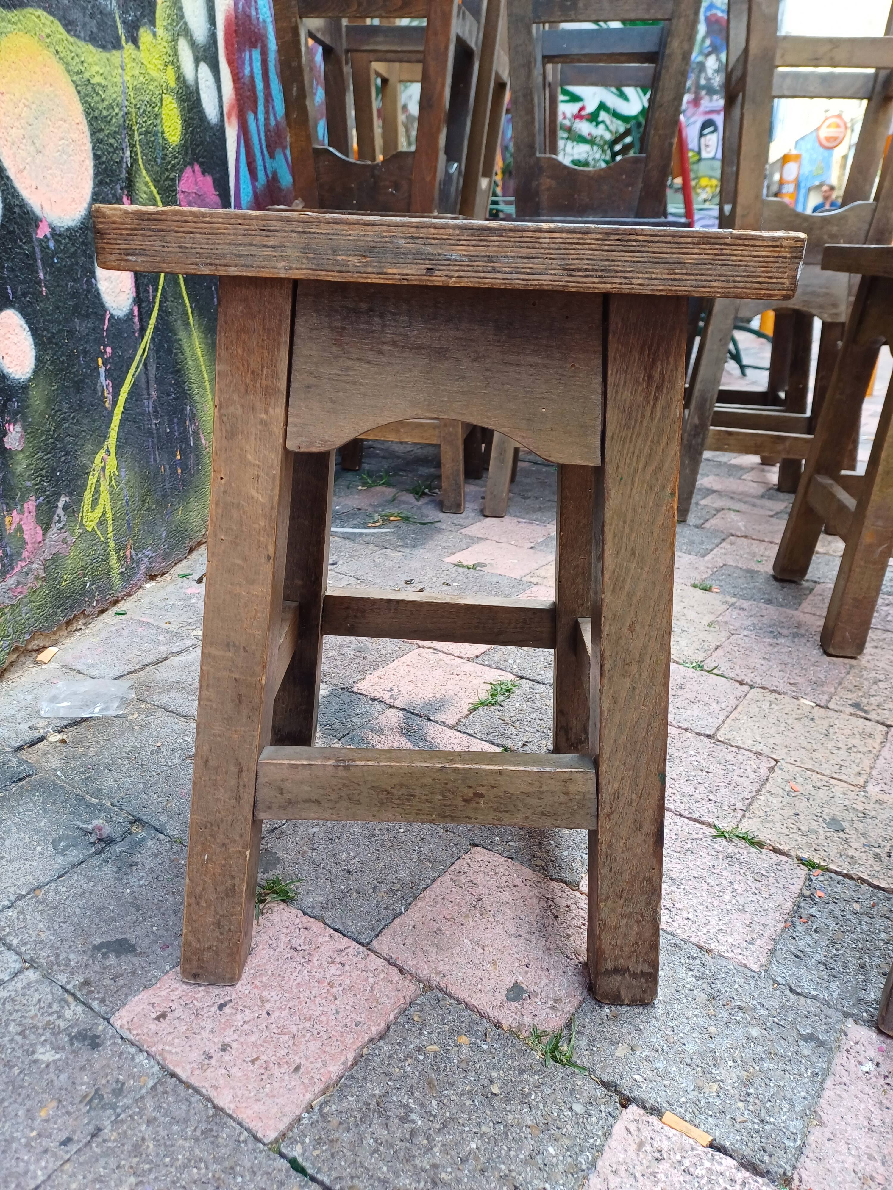 3 vintage square wooden stools