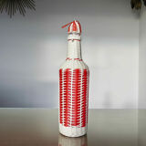 Bottle in red and white scoubidou 50-60s