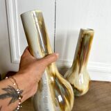 Set of two flamed stoneware vases