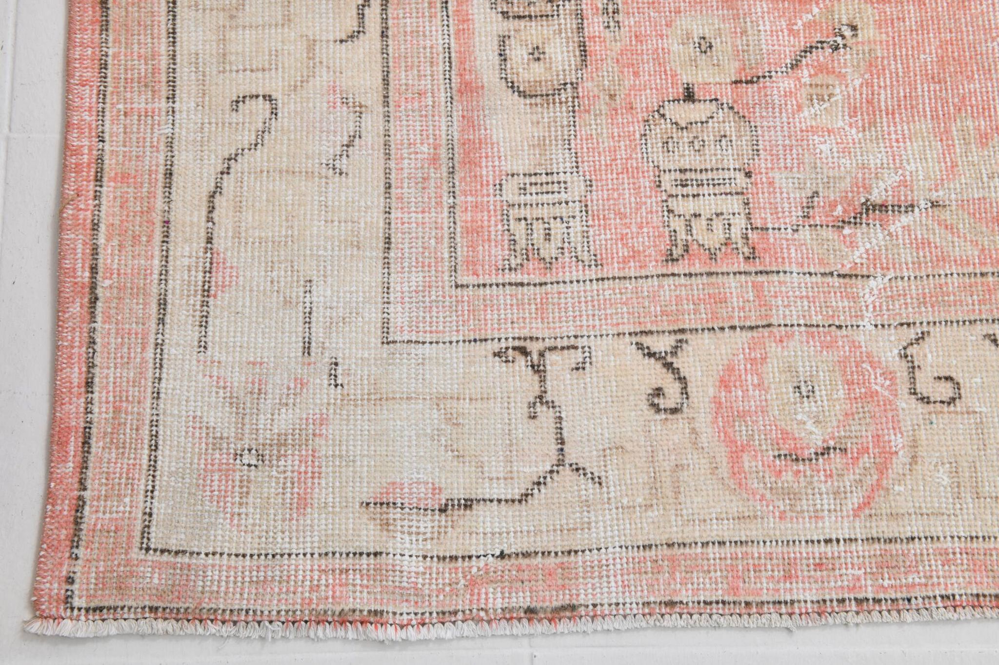 6x9 Turkish Soft Pink Bordered Vintage Rug, 191x282Cm