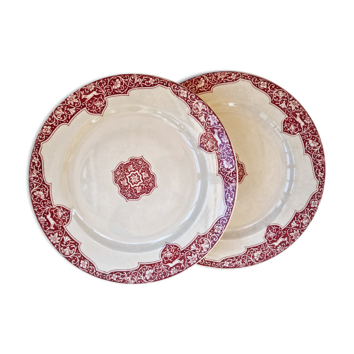 Set of 2 plates earth of iron Jules Vieillard