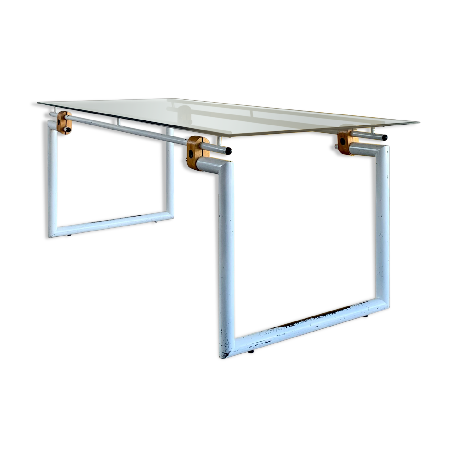 Bureau structure tubulaire et verre, 70s
