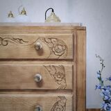 Chest of drawers raw wood foot mustache