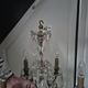 vintage pendant light from the 60s 70s with glass pendants and 5 candle holders