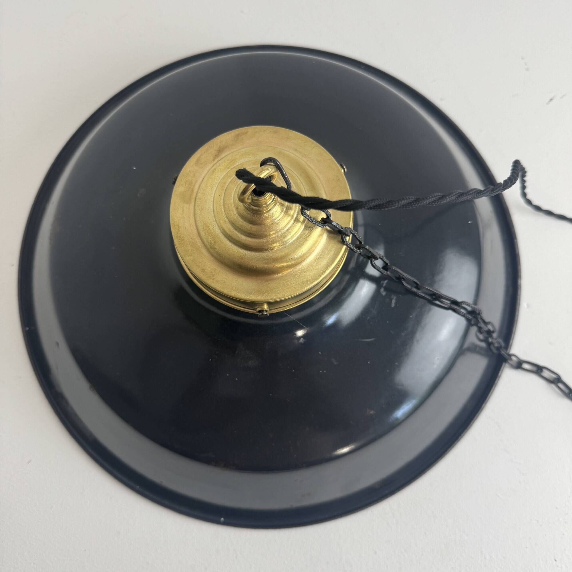 Old enamelled industrial workshop suspension 40 cm