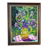 Still life with irises signed Guilbert