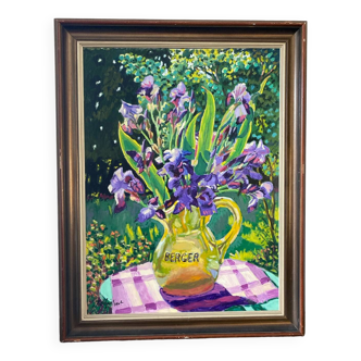 Still life with irises signed Guilbert