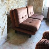 Steiner living room in brown velvet, 1970