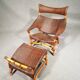 Lounge chair and footstool designed by Yuzuru Yamakawa rattan and bamboo