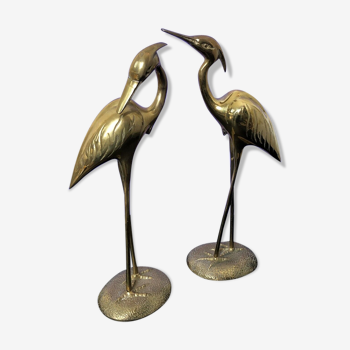 Lot of 2 statues heron brass - years 60 / 70