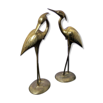 Lot of 2 statues heron brass - years 60 / 70