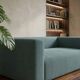 Rectangular blue velvet sofa