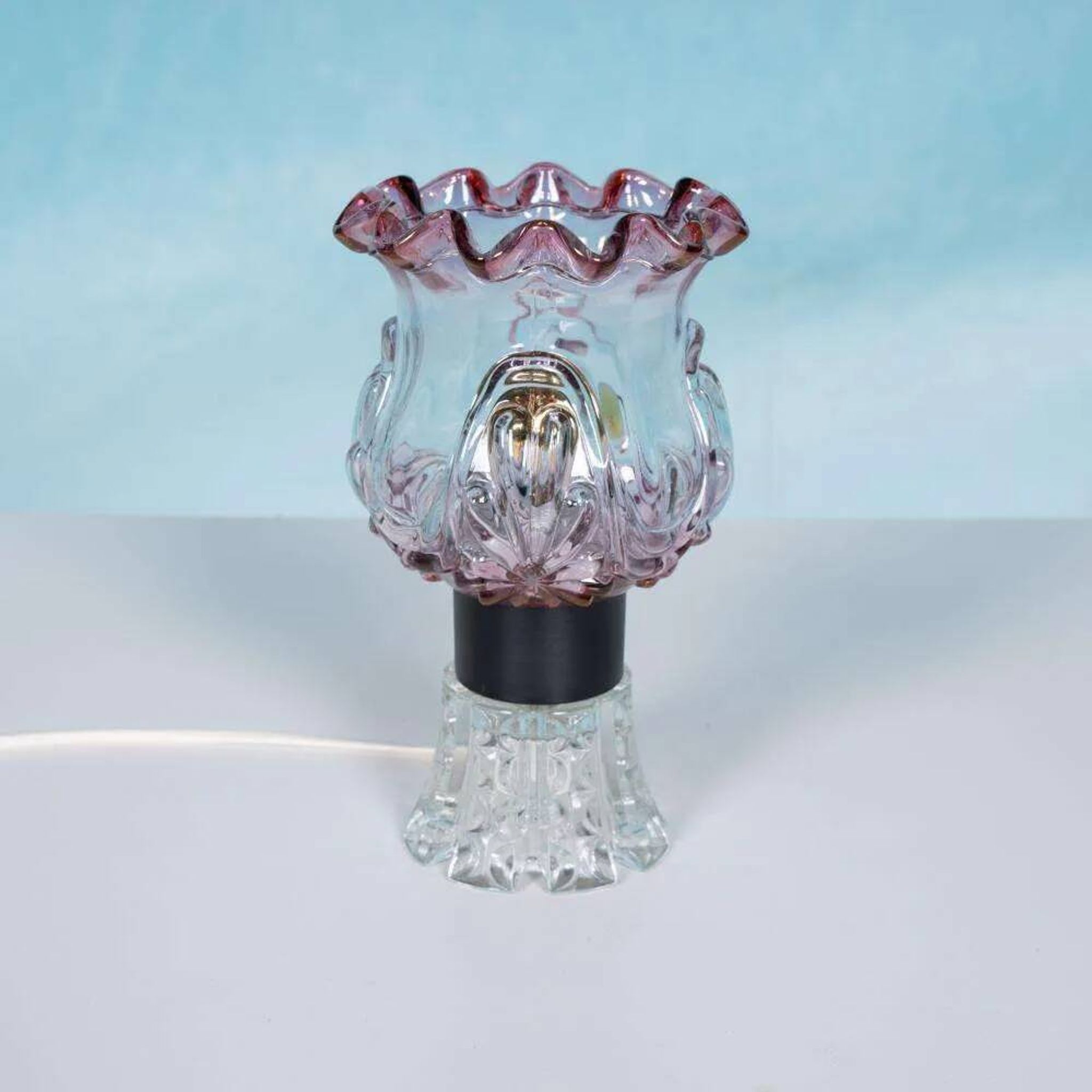 Lampe de table Vintage en verre coloré suédois, lampe de table en verre