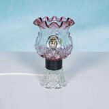 Vintage table lamp in Swedish coloured glass, glass table lamp.