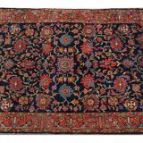 Blue Wool Persian Carpet Handwoven Wool Farahan Area Rug- 138x198cm
