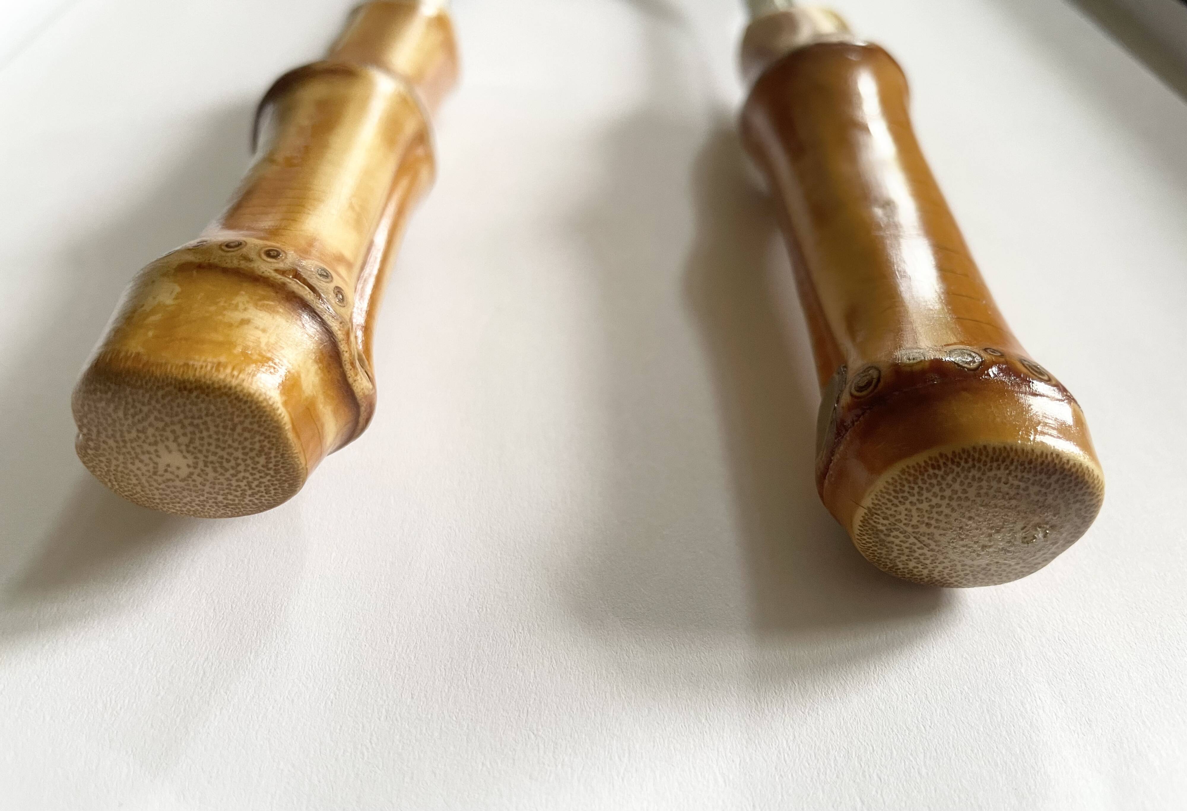Salad servers with bamboo handles
