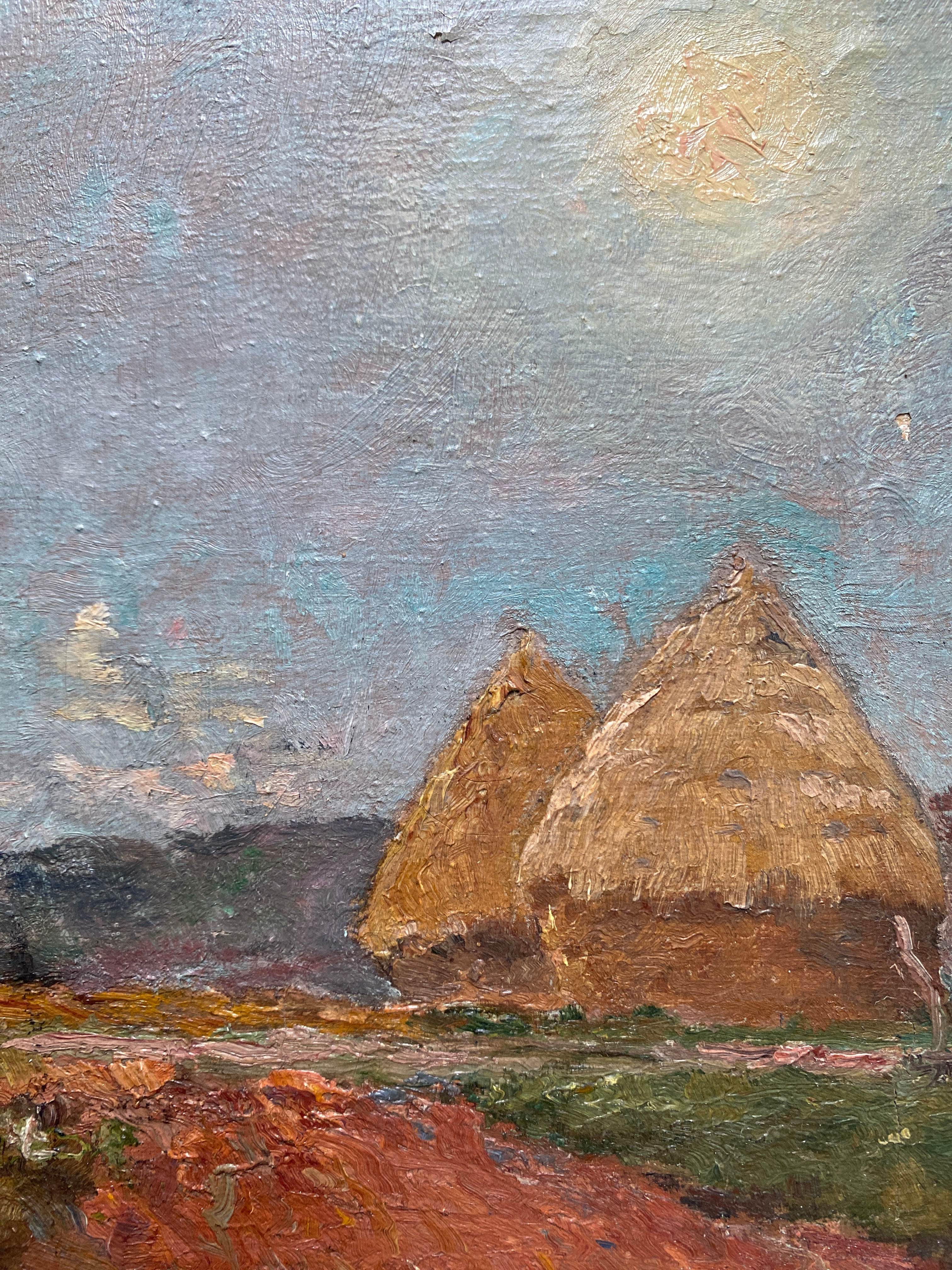 Table HST "Landscape at sunset with haystacks"