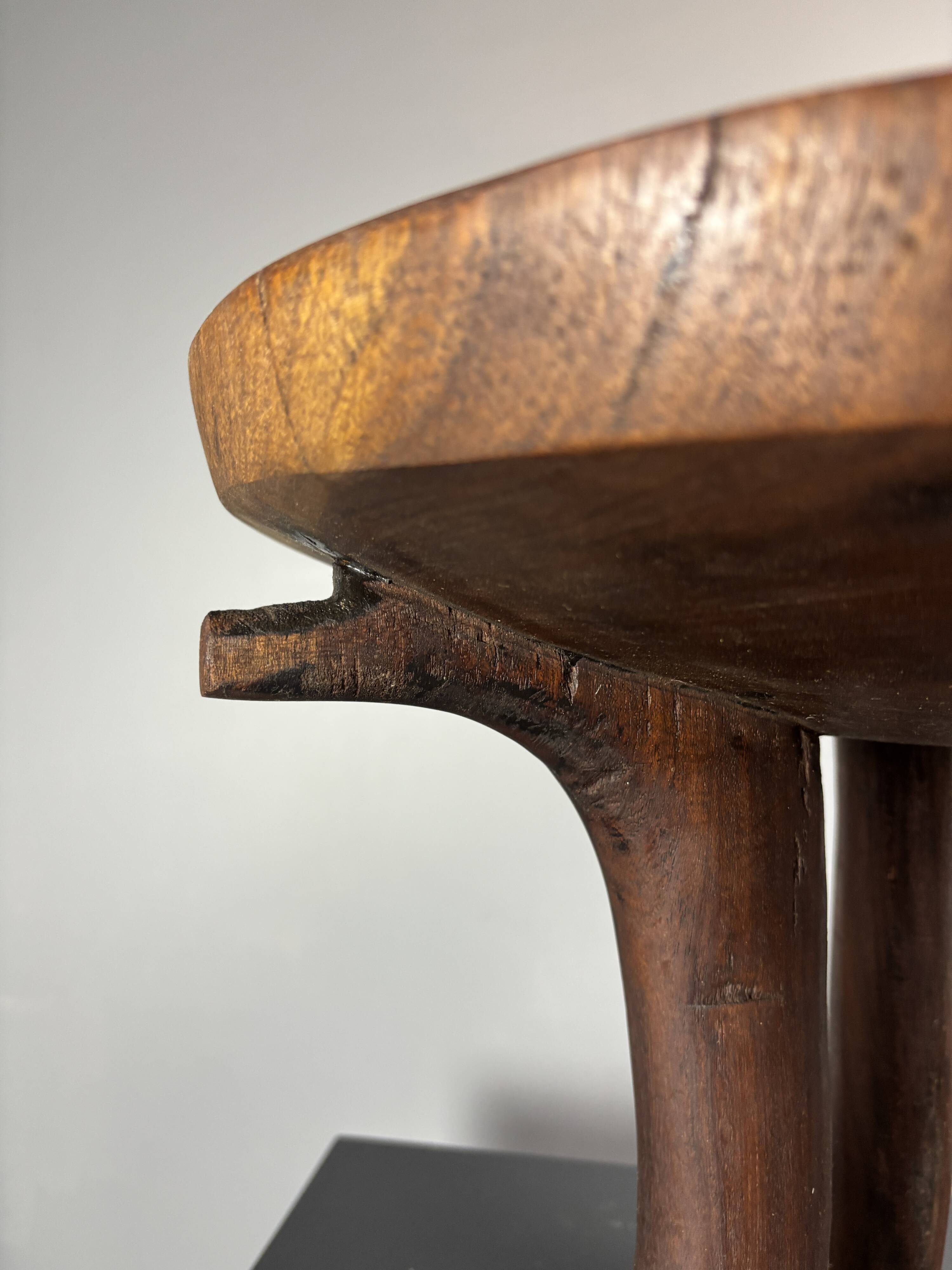 Handmade midcentury African tribal Jimma or Oromo tripod stool side table