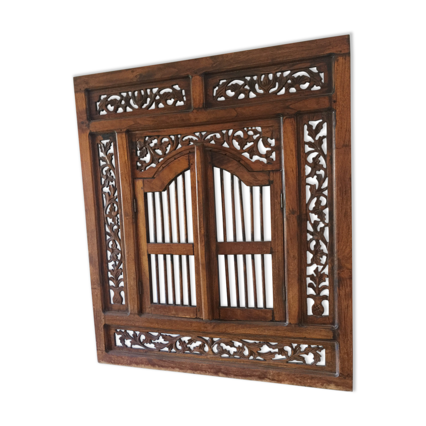 Indian carved wood window