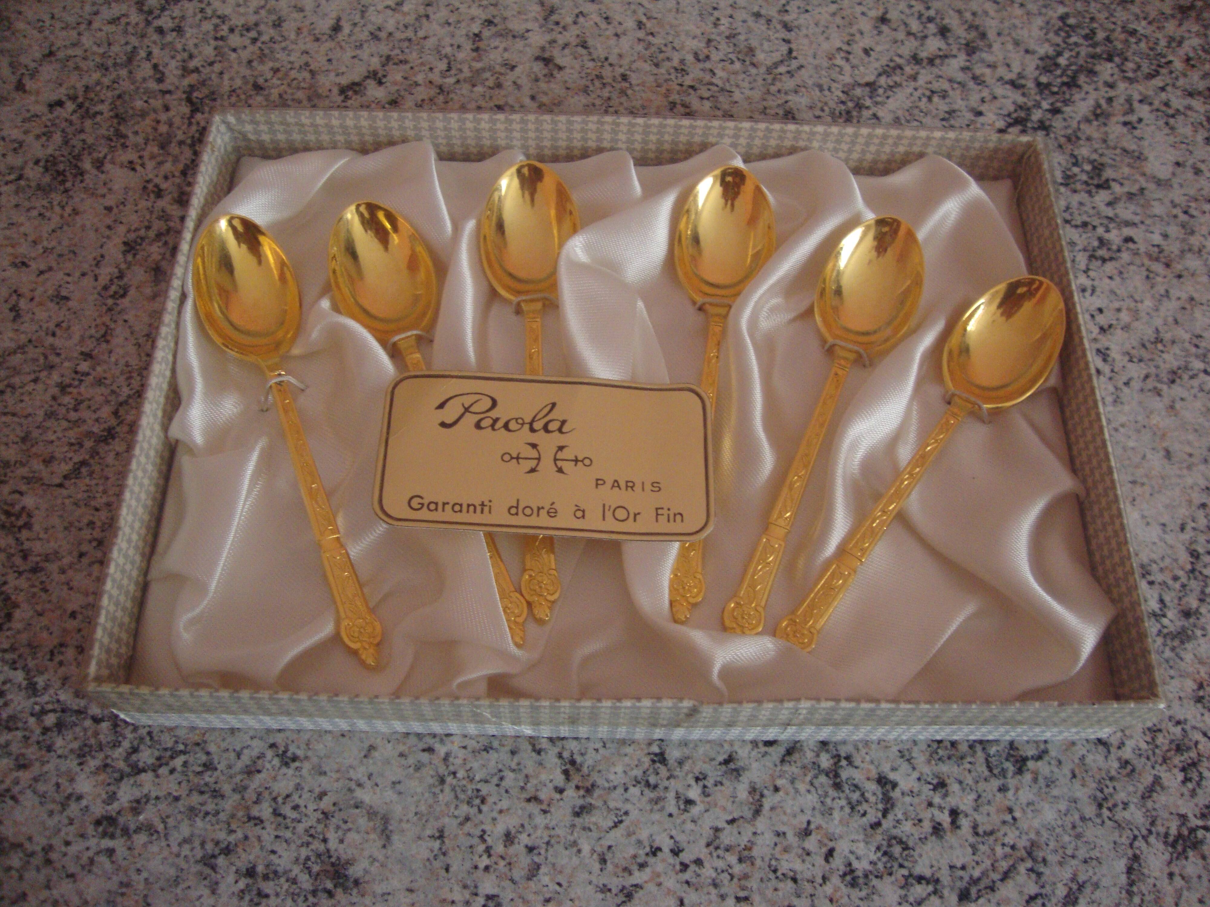 6 ancient golden mocha spoons in fine gold