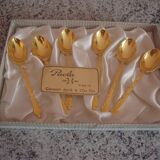 6 anciennes cuillères à moka dorées à l'or fin