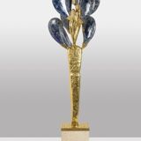 Jacques Duval Brasseur, Large golden brass cactus sculpture. 1992