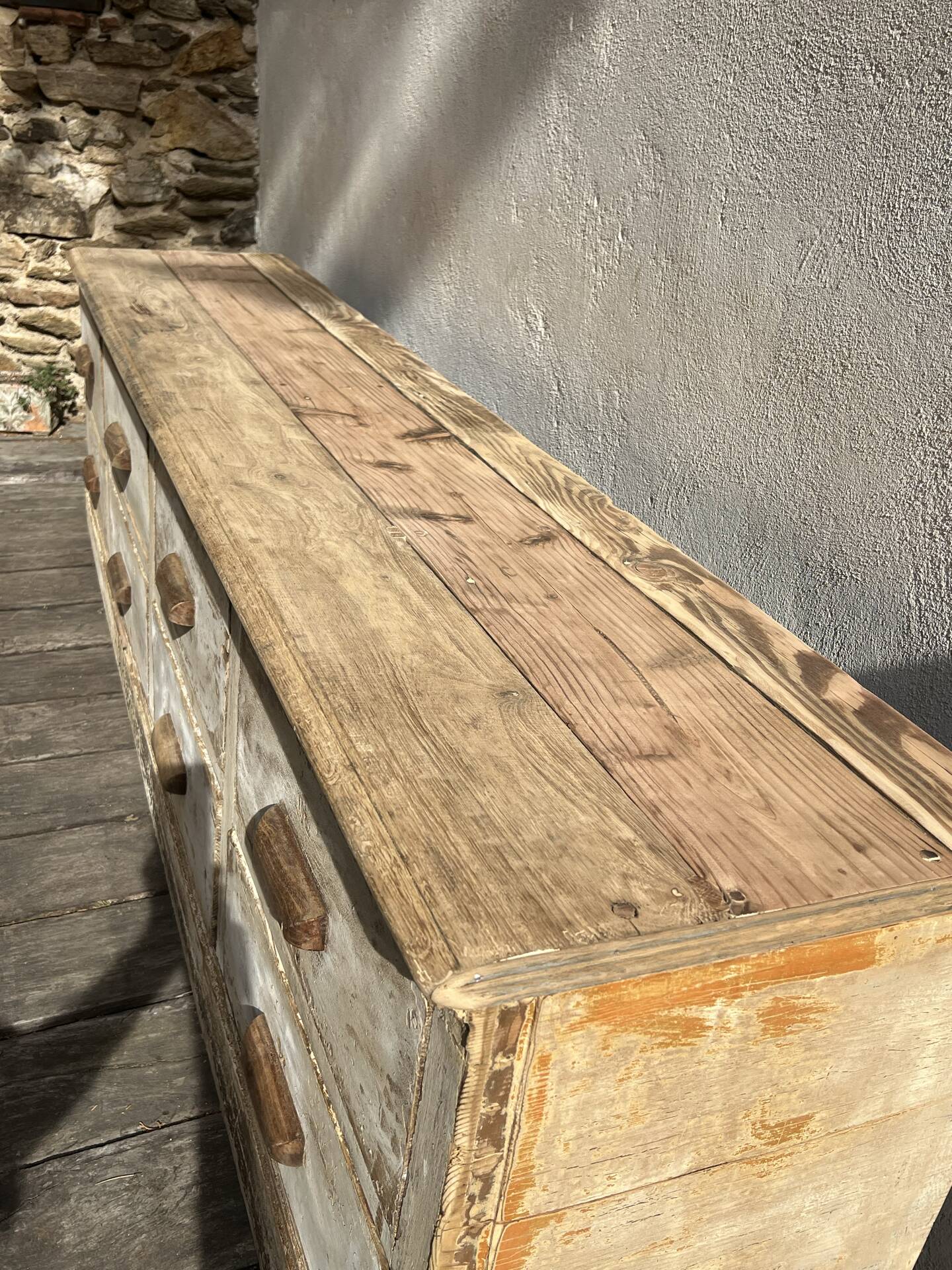 Very beautiful antique shop workbench with 8 drawers.