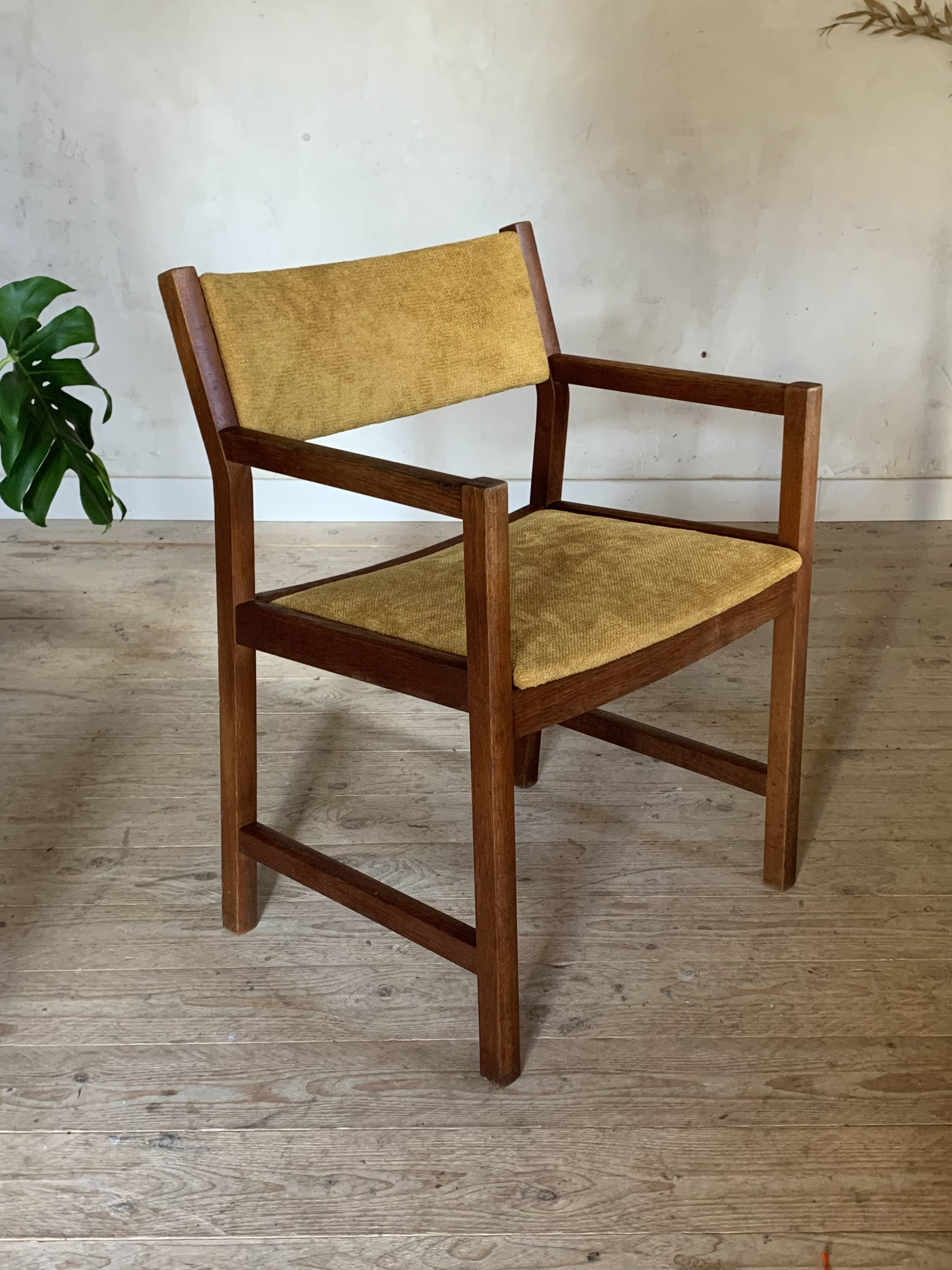 Vintage Danish armchair by Borge Mogensen in yellow velvet