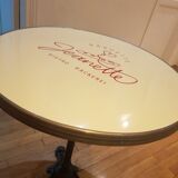 Jeanette bistro table d70 cm enamelled tray surrounded brass brushed molded foot tripod black cast