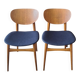 Pair of teak dining chairs with navy blue covers, Denmark 1960s