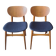 Pair of teak dining chairs with navy blue covers, Denmark 1960s