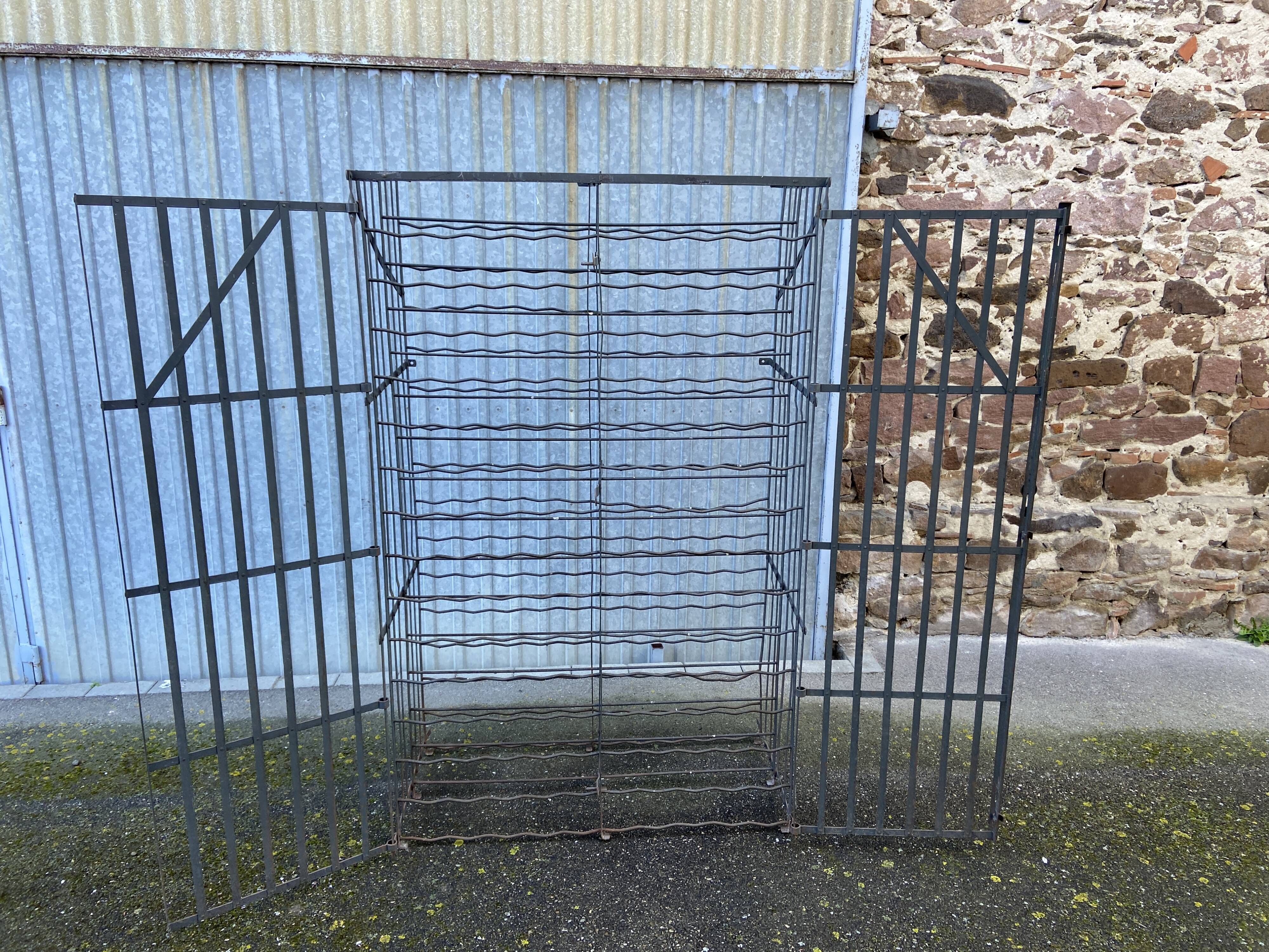 Wrought iron wine cellar 200 bottles French wine cellar Rigidex cellar shelf 1950