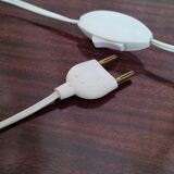 Aluminum table lamp and vintage mother-of-pearl tablets