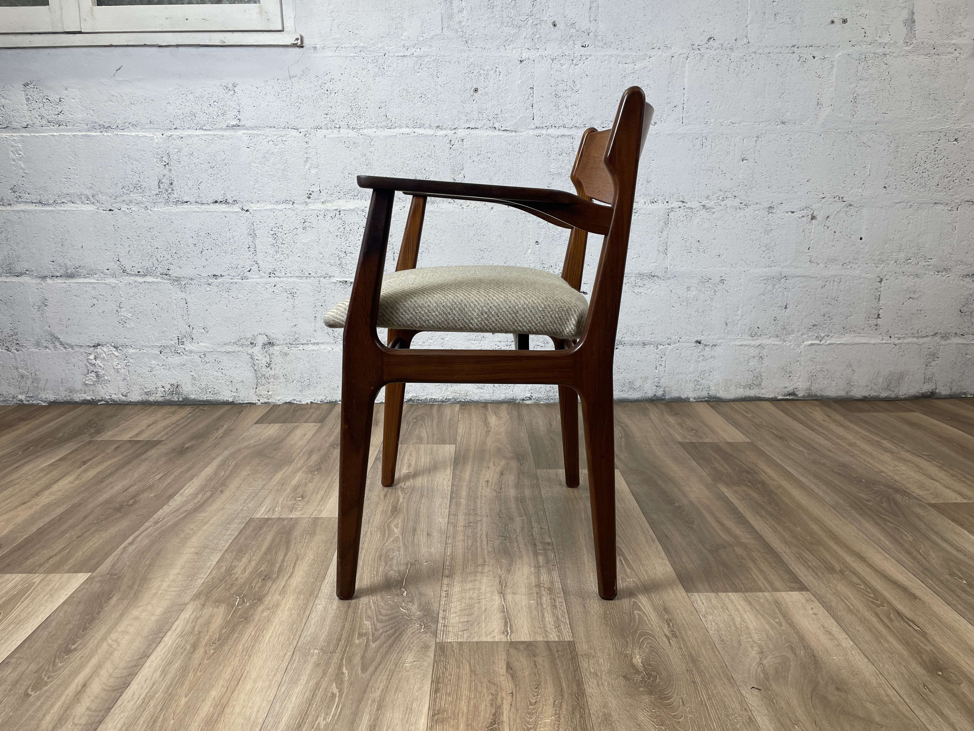 Vintage Scandinavian armchair in teak and grey fabric, 60s