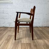 Vintage Scandinavian armchair in teak and grey fabric, 60s