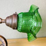 Green glass tulip brass wall sconce light