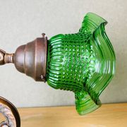 Green glass tulip brass wall sconce light
