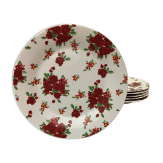 Set of 6 Vintage Dessert Plates "Country Corner - Le Havre - France"