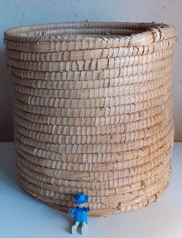 Panière corbeille ronde vintage en paille