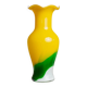Vintage Murano Glass Fenton Vase in Multicolor Yellow, White & Green, Flashed Glass – Italy 1970s