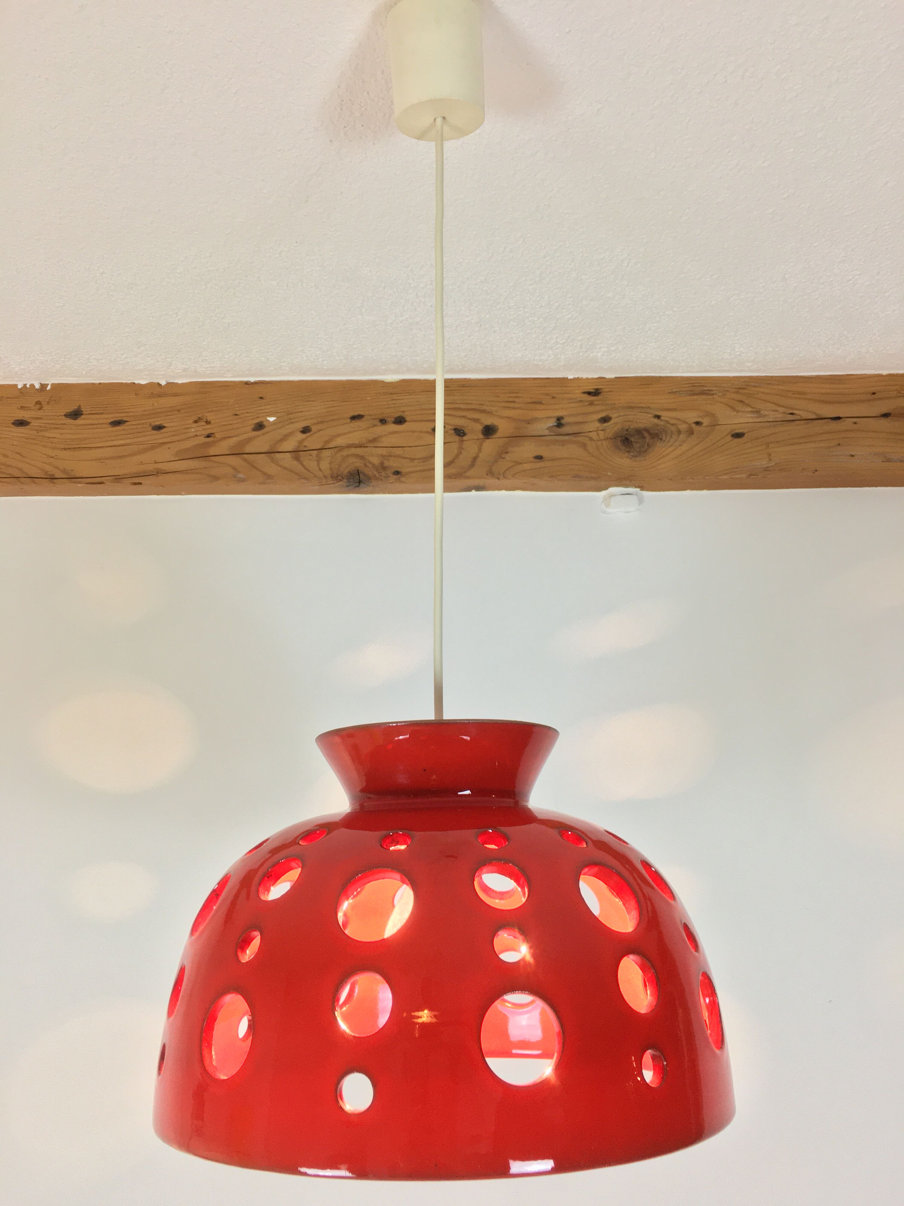 Ceramic hanging space age 70s, orange by Paul Badié