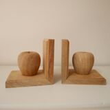 Set of 2 wooden bookends, apple pattern