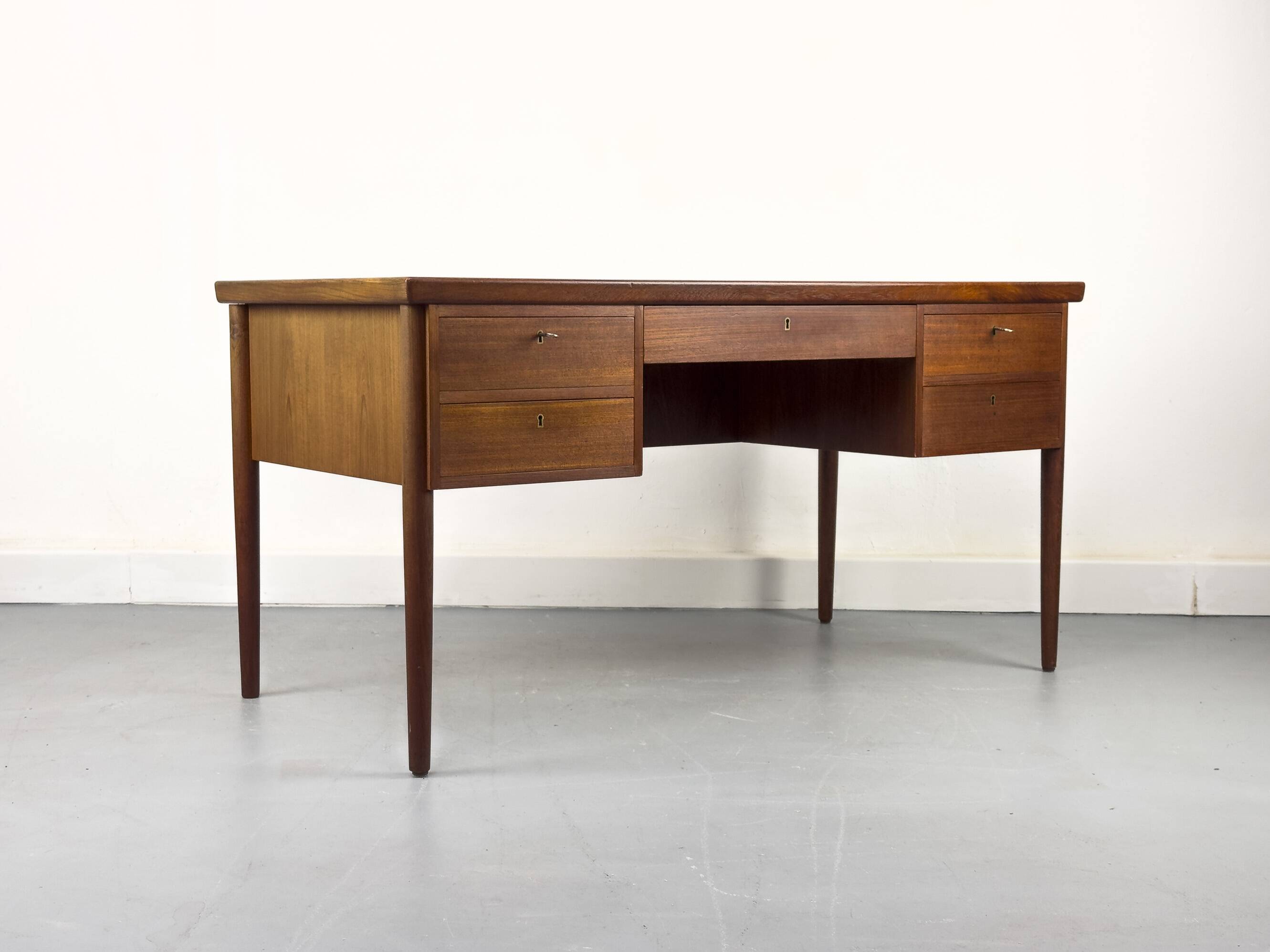 Danish Teak Desk with Drawers, 1960s