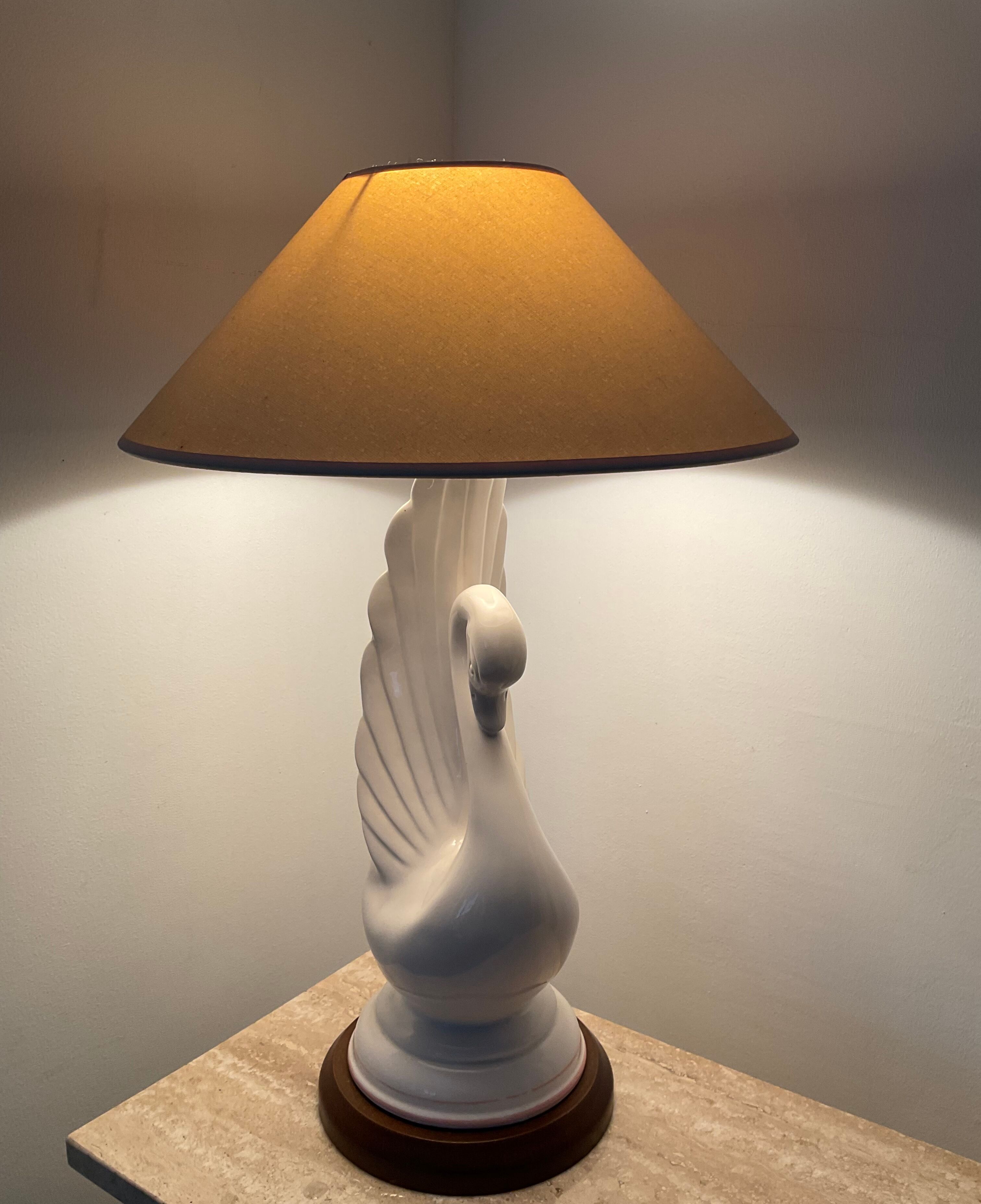 Vintage ceramic swan lamp from the 70s